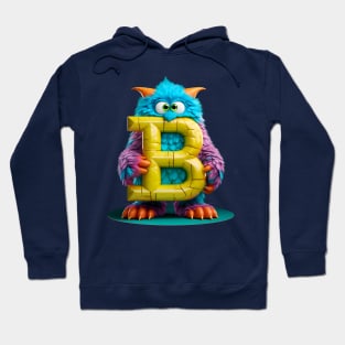 Adorable Kids Monster Alphabet Letter B Funny Back to School Hoodie